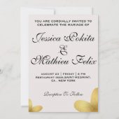 Invitation Cute Soft rose mariage coeur doré (Dos)