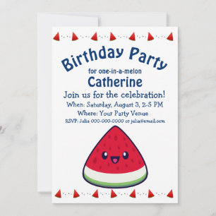 Invitation Cute Souriant Kawaii Watermelon Anniversaire