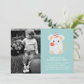 Invitation Cute Souris Enfants Photo Anniversaire (Debout devant)