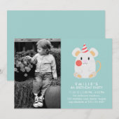 Invitation Cute Souris Enfants Photo Anniversaire (Devant / Derrière)