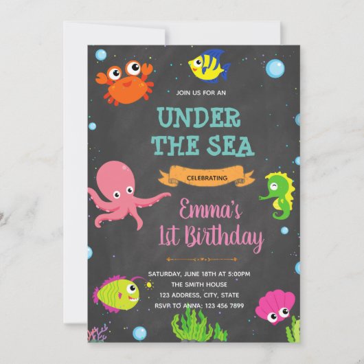 Invitation Cute sous l'invitation de la douche d'anniversaire (Devant)