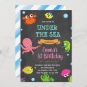 Invitation Cute sous l'invitation de la douche d'anniversaire (Devant / Derrière)