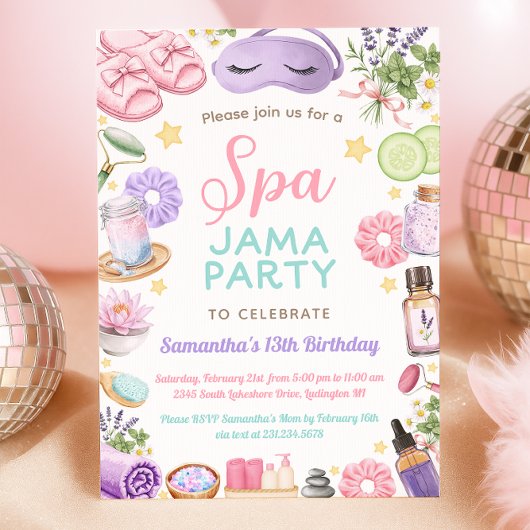 Invitation Cute Spa Pajama Party Birthday