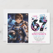 Invitation Cute Space 7th Birthday photo | Six & Seven  (Devant)