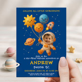 Invitation Cute Space Astronaut Birthday Card