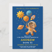 Invitation Cute Space Astronaut Birthday Card (Devant)
