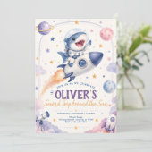 Invitation Cute Space Shark 2e Anniversaire (Debout devant)