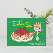 Invitation Cute Spaghetti Enfants 1er anniversaire fête Kawai (Debout devant)