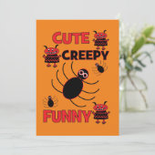 Invitation Cute Spider Funny Déplaisant Halloween Fête (Debout devant)