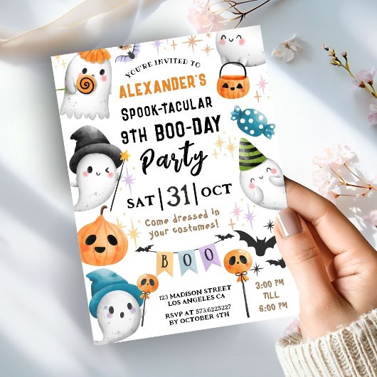 Invitation Cute Spooktacular Halloween 9e anniversaire mignon