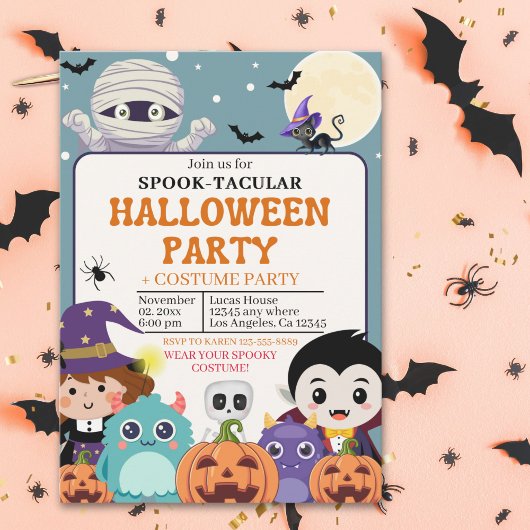 Invitation Cute Spooktacular Halloween Costume Party Kids