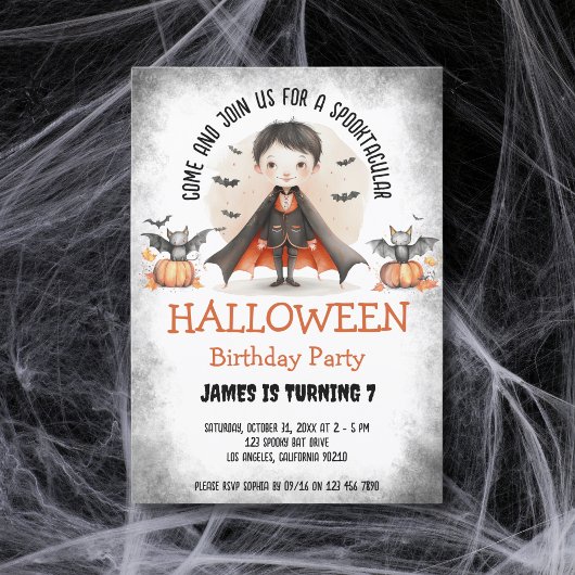 Invitation Cute Spooktacular Kids Halloween Boy Anniversaire