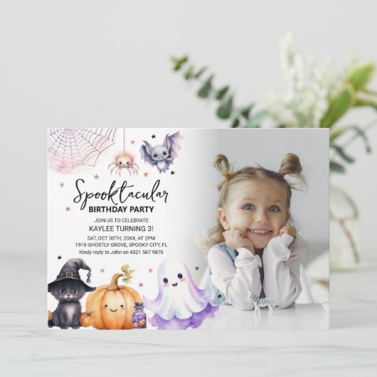 Invitation Cute Spooktacular Photo Anniversaire (Debout devant)