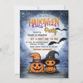 Invitation Cute Spooky Pumpkin Witch Hat moon Halloween Party (Devant)