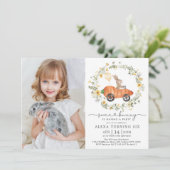 Invitation Cute Spring Bunny Rabbit Fleur sauvage Anniversair (Debout devant)
