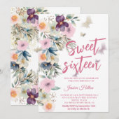 Invitation Cute Spring Butterfly boho floral doux 16 (Devant / Derrière)