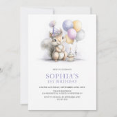 Invitation Cute Squirrel 1st Birthday Party (Devant)