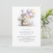Invitation Cute Squirrel 1st Birthday Party (Debout devant)