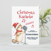 Invitation Cute Squirrel Chant Noël Karaoke Party (Debout devant)
