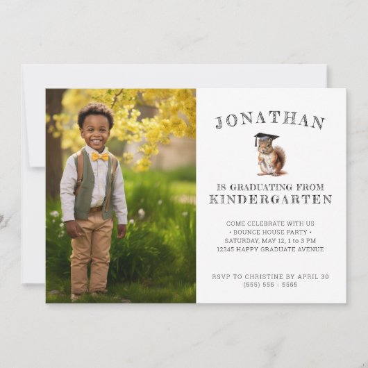 Invitation Cute Squirrel Kindergarten Graduation (Devant)