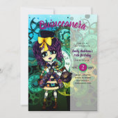 Invitation Cute STEAMPUNK Girl Cosplay Anniversaire (Devant)