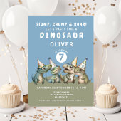 Invitation Cute Stomp, Chomp et Roar Dinosaur 7e anniversaire
