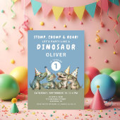 Invitation Cute Stomp Chomp & Roar Dinosaur 1er anniversaire
