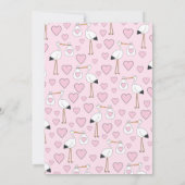 Invitation Cute Stork Baby shower Rose fille (Dos)