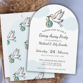 Invitation Cute Stork Holding World Going Away