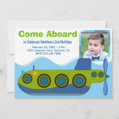 Invitation Cute Submarine Boy Photo Anniversaire Fête Invitat (Devant)