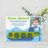 Invitation Cute Submarine Boy Photo Anniversaire Fête Invitat (Debout devant)