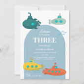 Invitation Cute Submarine Deep Sea Kids Birthday Party (Devant)