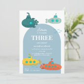 Invitation Cute Submarine Deep Sea Kids Birthday Party (Debout devant)