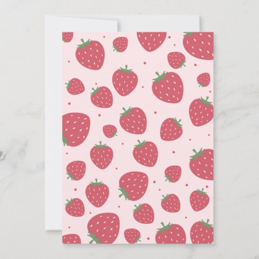 Invitation Cute sucrée fraise 4e anniversaire fête rose (Dos)