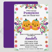 Invitation Cute Sugar Crâne Citrouille Halloween Baby Twins (Devant / Derrière)