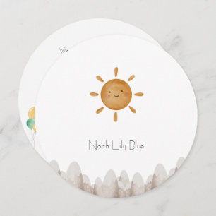 Invitation Cute Sun Mountains Baby Announcement Card