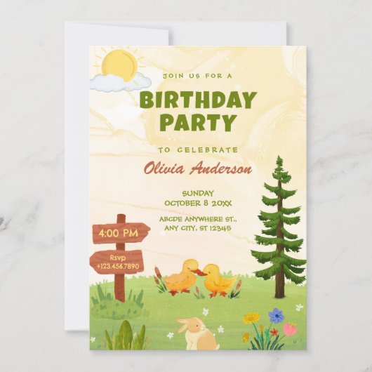 Invitation Cute sunny birthday (Devant)