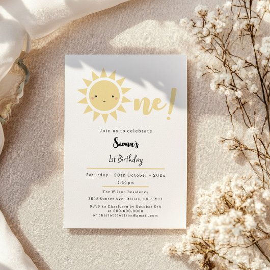 Invitation Cute Sunshine 1er anniversaire