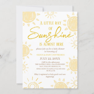 Invitation Cute Sunshine Main Baby shower photo écrit