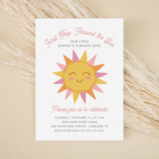 Invitation Cute Sunshine Premier voyage autour du soleil Anni
