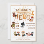Invitation Cute Superhero Animaux Anniversaire de enfant (Devant)