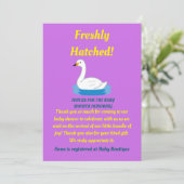 Invitation Cute Swan thème Baby shower fille (Debout devant)