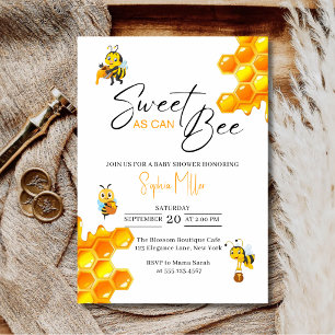 Invitation Cute Sweet As Can Bee Baby Shower