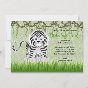 Invitation CUTE Sweet Baby Tiger Vines Jungle Anniversaire