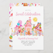 Invitation Cute Sweet Celebration Candyland Anniversaire de e (Devant / Derrière)