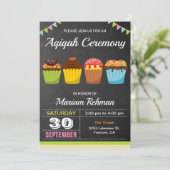 Invitation Cute Sweet Cupcake Aqeeqah | Cérémonie d'Aqiqah (Debout devant)
