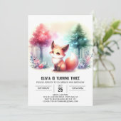 Invitation Cute Sweet Fox Anniversaire numérique (Debout devant)