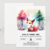 Invitation Cute Sweet Fox Anniversaire numérique (Devant / Derrière)