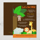 Invitation Cute Sweet Jungle Animals Baby Baby shower (Devant / Derrière)