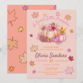 Invitation Cute Sweet Little Citrouille Feuilles d'automne Ba (Devant / Derrière)